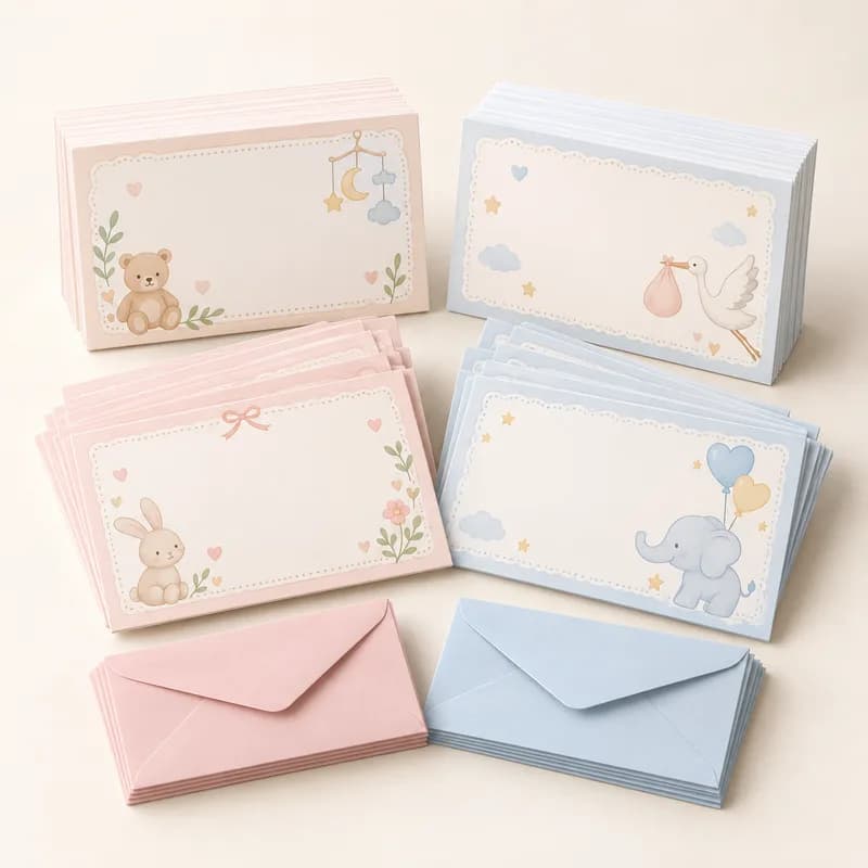 Baby Shower Game and Advice Card Set (50 guests) — AI-generated representative illustration
