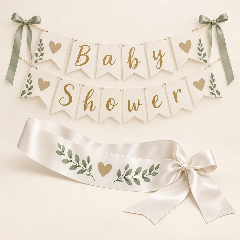Baby Shower Sash and Banner Kit — AI-generated representative illustration