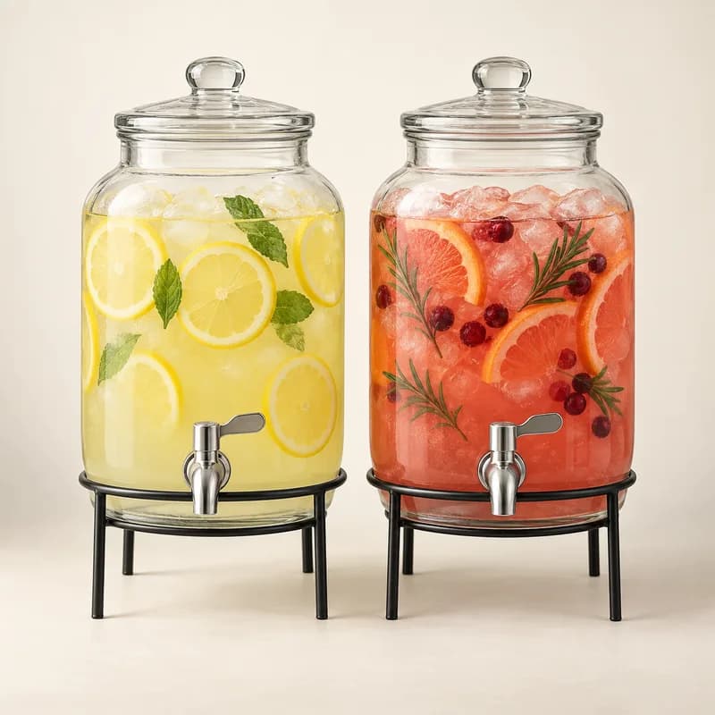 Glass Beverage Dispenser Set (2 pack) — AI-generated representative illustration