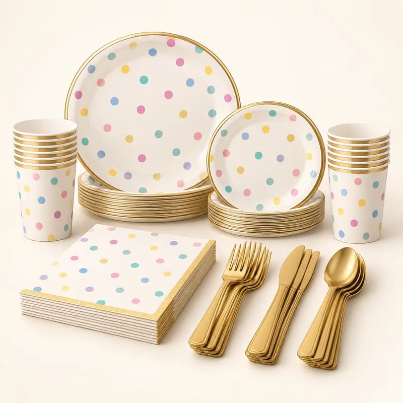 Birthday Party Tableware Set (16 guests) — AI-generated representative illustration