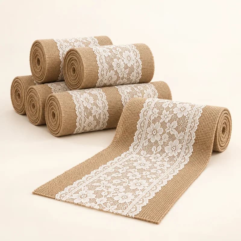 Burlap and Lace Table Runners (6 pack) — AI-generated representative illustration