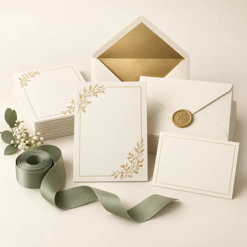 Custom Wedding Invitation Suite (50 sets) — AI-generated representative illustration