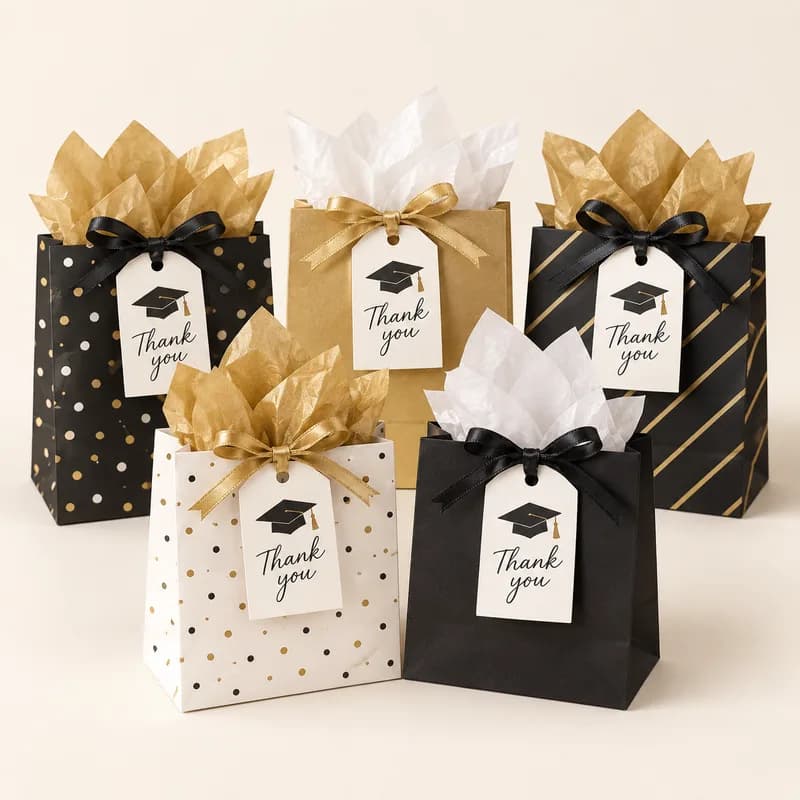 Graduation Favor Bags with Thank-You Tags (30) — AI-generated representative illustration