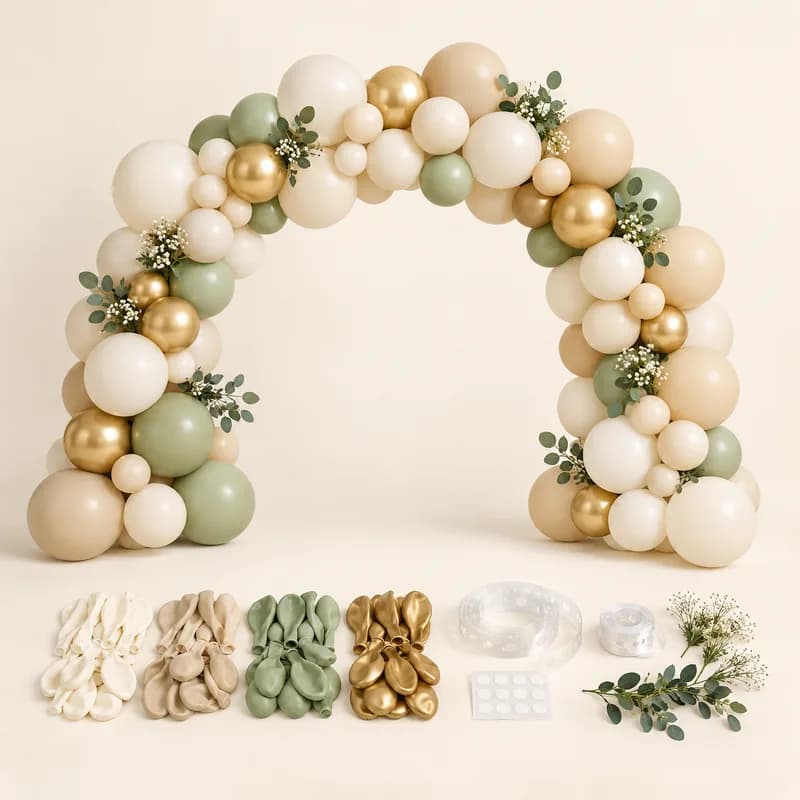 Neutral Baby Shower Balloon Arch Kit — AI-generated representative illustration